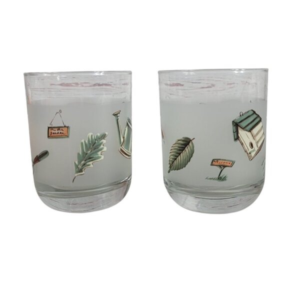 Pfaltzgraff Naturewood Frosted Juice Drinking Glasses 8oz Set of 2 Round Bottom - Picture 3 of 6